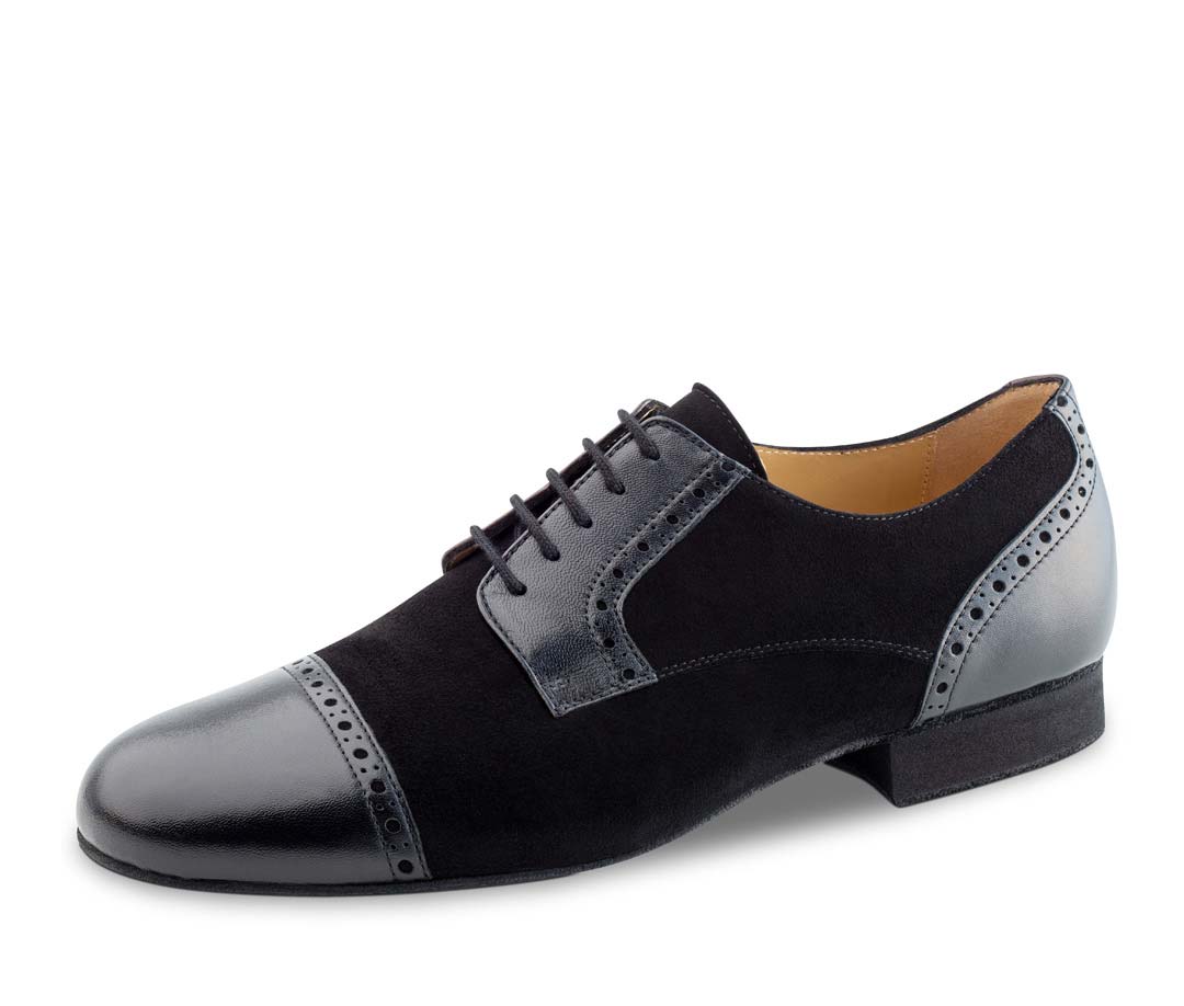 Bergamo black men's dance shoe in nappa and velour by Werner Kern