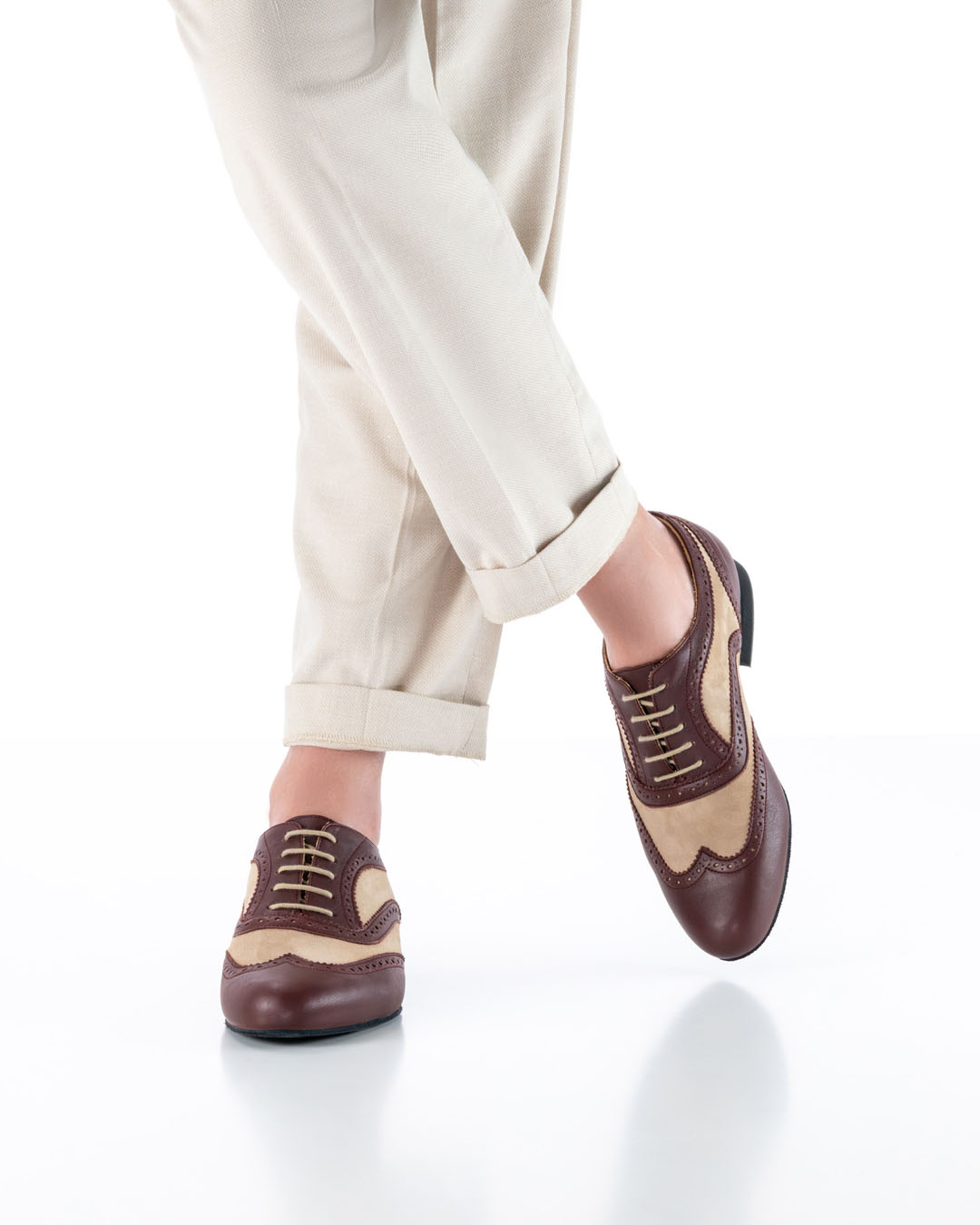 Men’s dancing shoes in brown and beige leather by Werner Kern