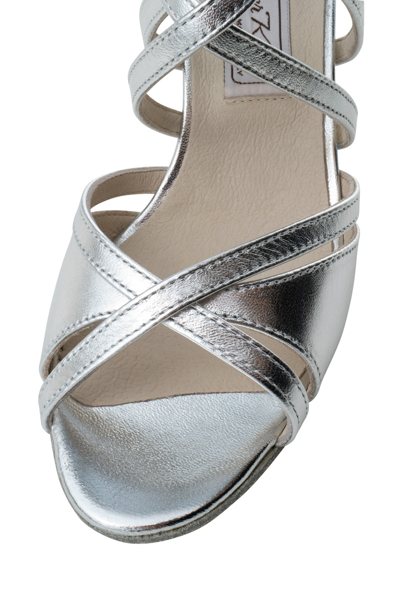 Strap view of the Werner Kern women's dance shoe in silver