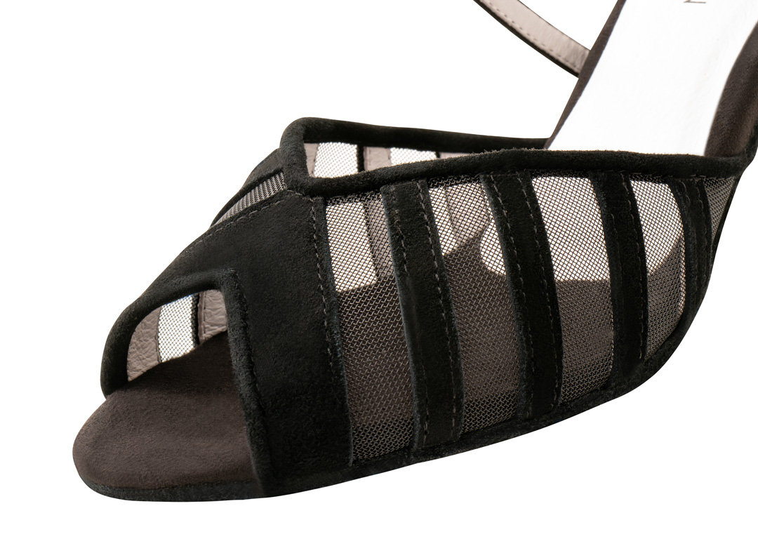 Detailed view of Anna Kern Latin women's dance shoe in black