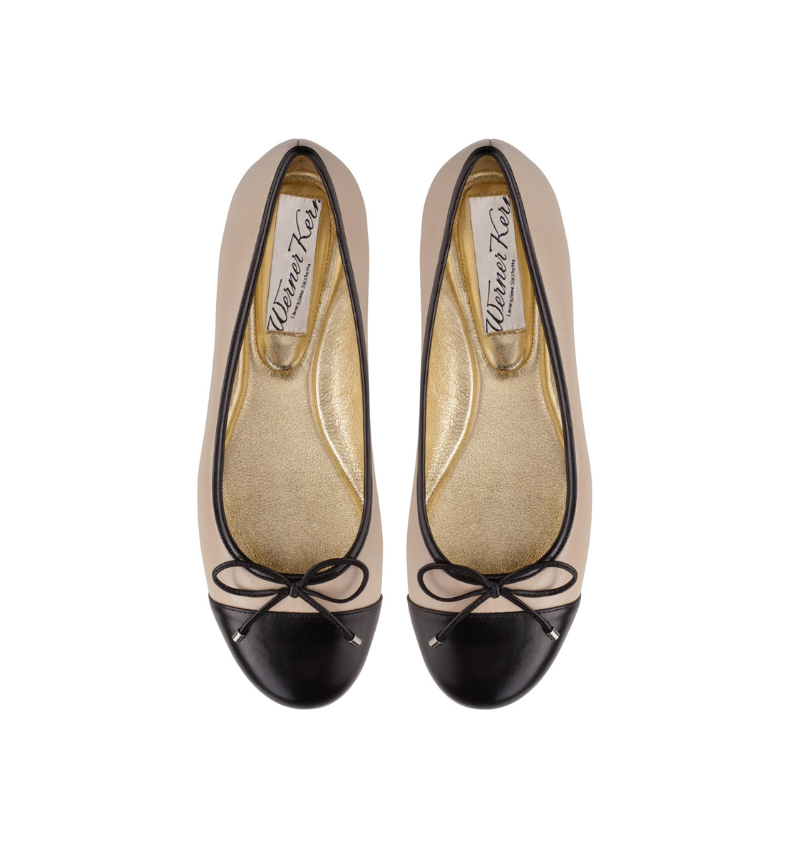 Ballerina Mia - Werner Kern Ballerinas Beige ballerina Mia with black toe cap in nappa leather