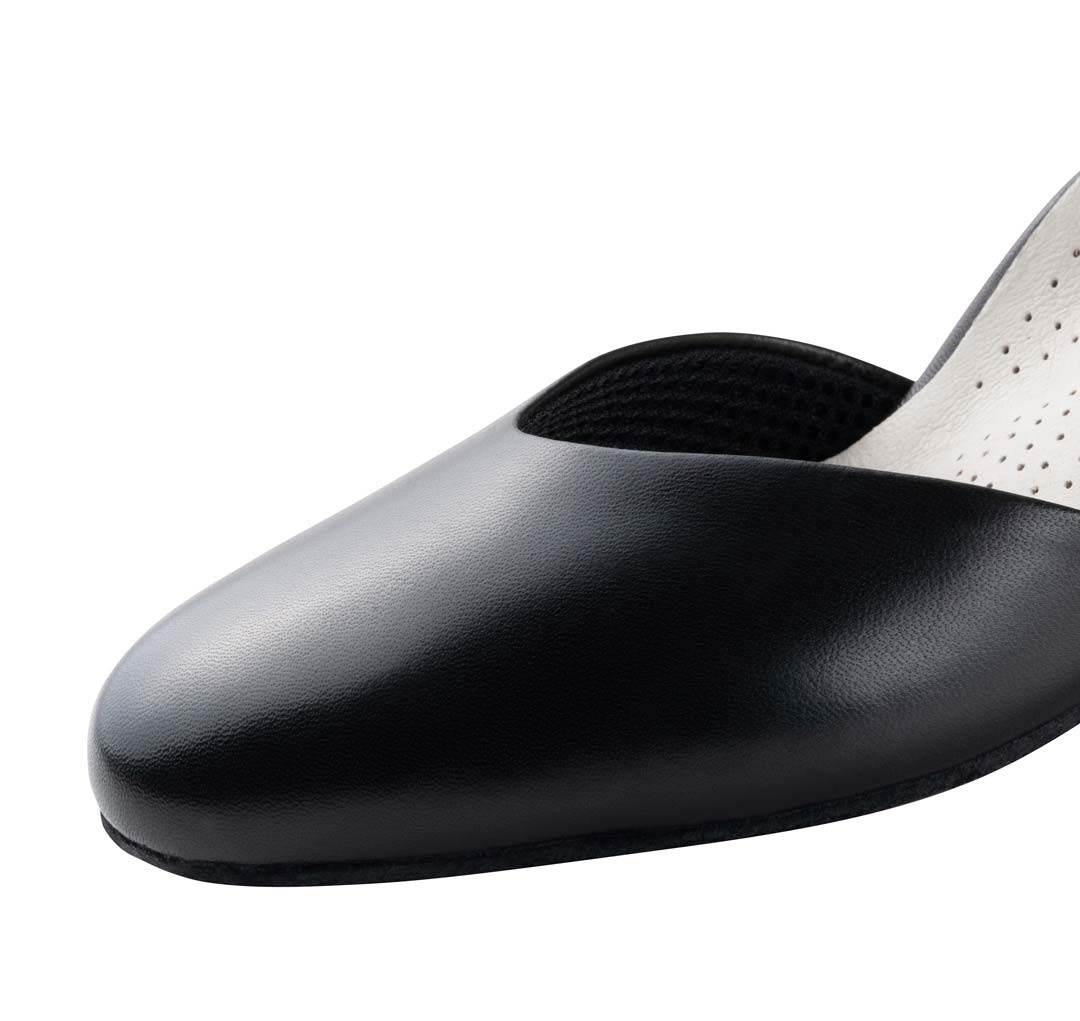 Debby Detail of black Werner Kern women's dance shoe