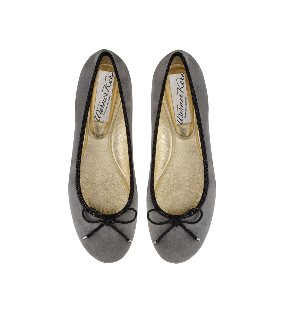 Elegant ballerina in the colour grey with black bow