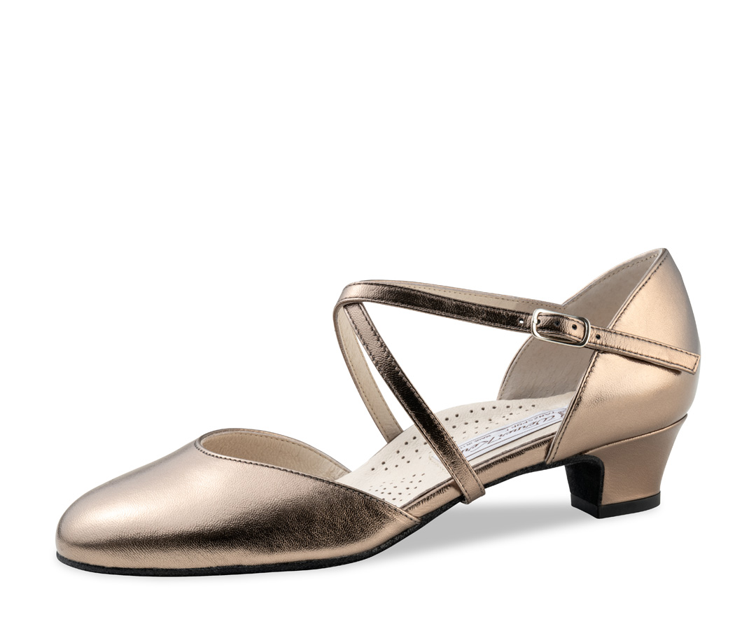 flat dance shoe for ladies in antique silver by Werner Kern