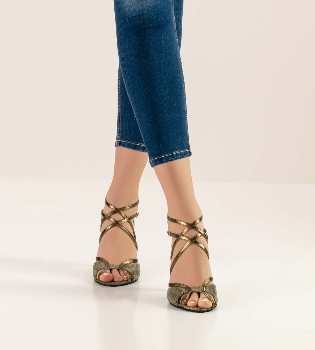 Penelope open Nueva Epoca ladies dance shoe in olive