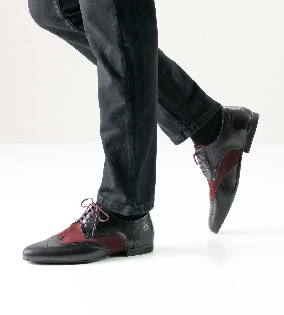 Firenze Black-bordo coloured men's dance shoe for Salsa by Werner Kern