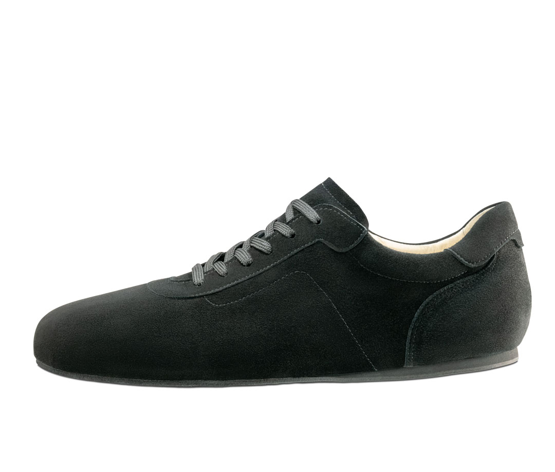 Men’s barefoot dance shoes made from soft, black suede by Werner Kern