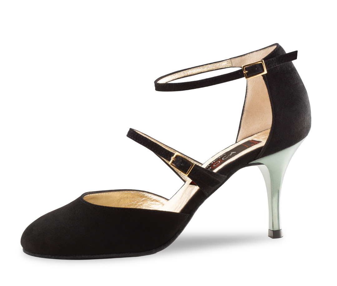  closed ladies tango dance shoe from Nueva Epoca with metallic heel