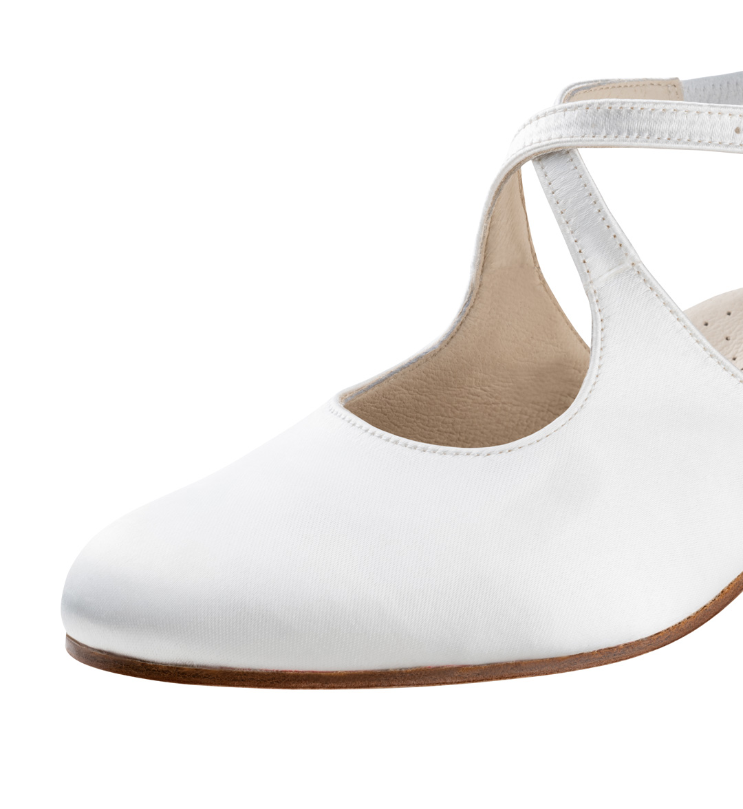 Front view of Werner Kern bridal shoe with leather sole