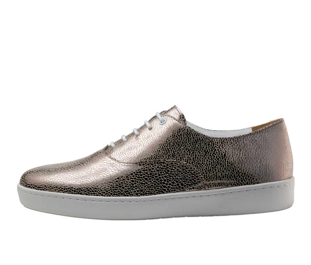 Whitney Shiny lace-up dance shoes for women with a trainer sole in gold-beige by Werner Kern