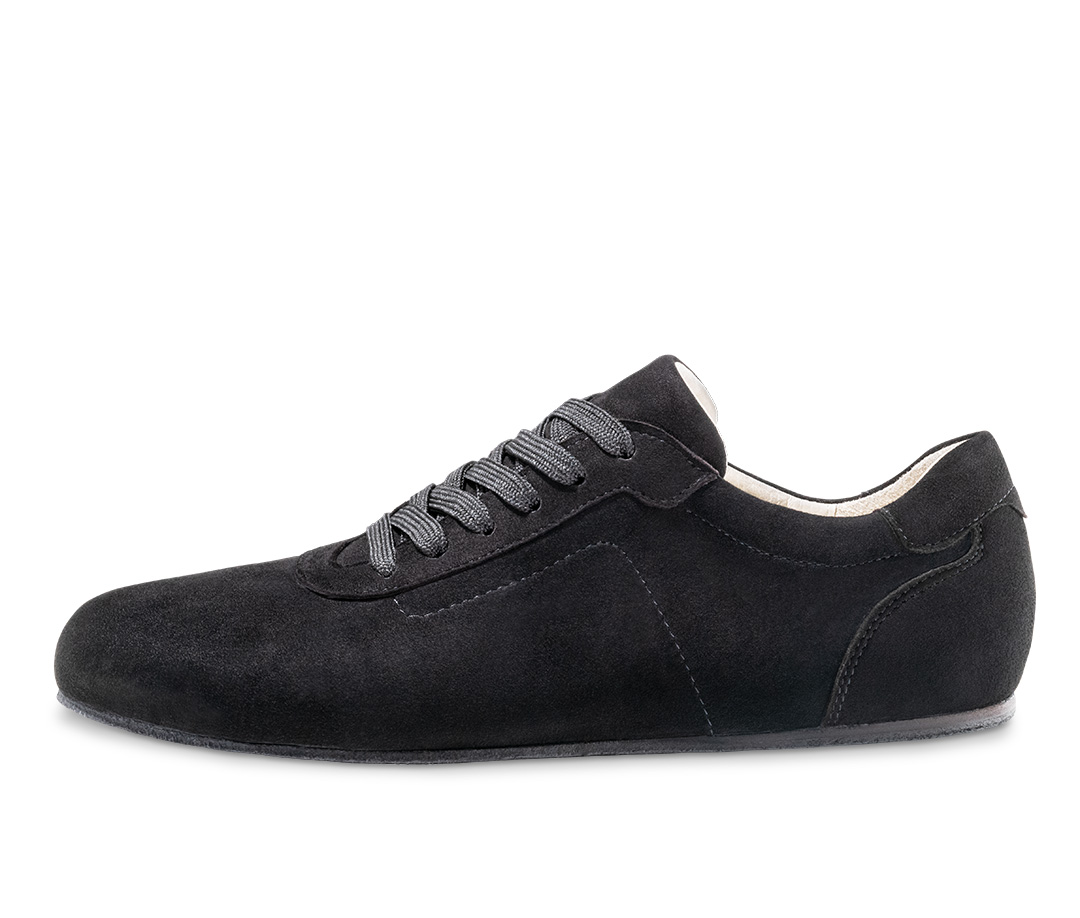 Barefoot shoe with dance leather sole for dance training, made of black suede leather by Werner Kern