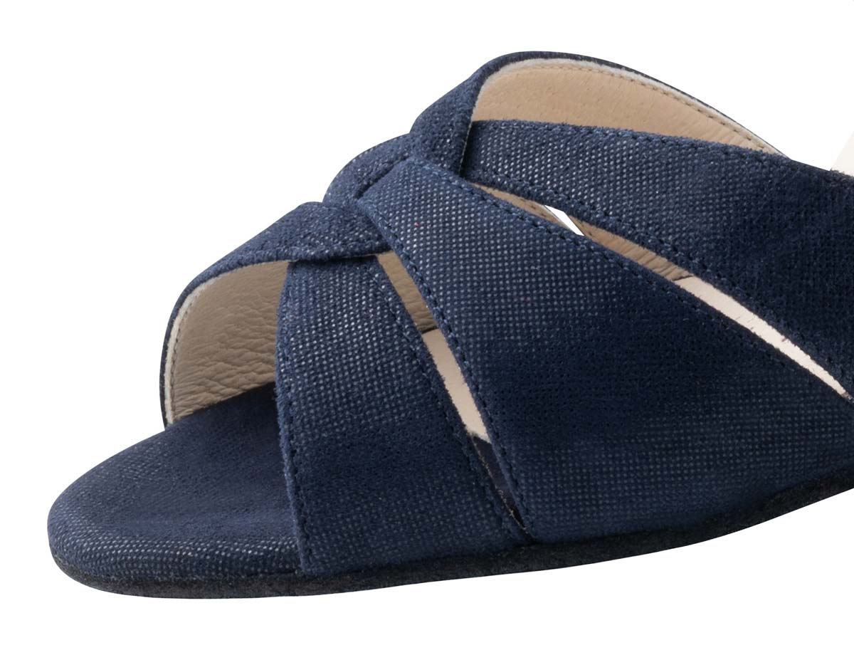 Ebony Detailed view of the front area of the Werner Kern women's dance shoe in blue