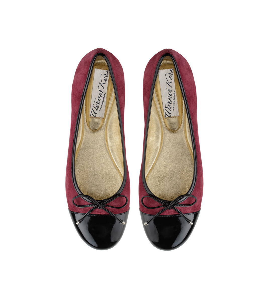 Ballerina Mori - Werner Kern Ballerinas Bordo red ballerina Mori in soft suede and a patent leather toe cap
