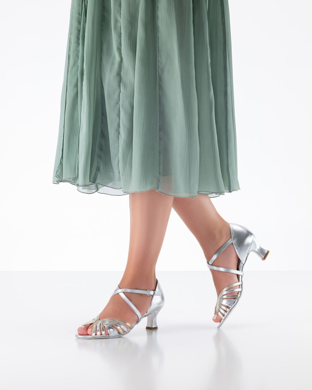 Ginger Silver and gold dance sandals with a 5.5 cm heel by Werner Kern