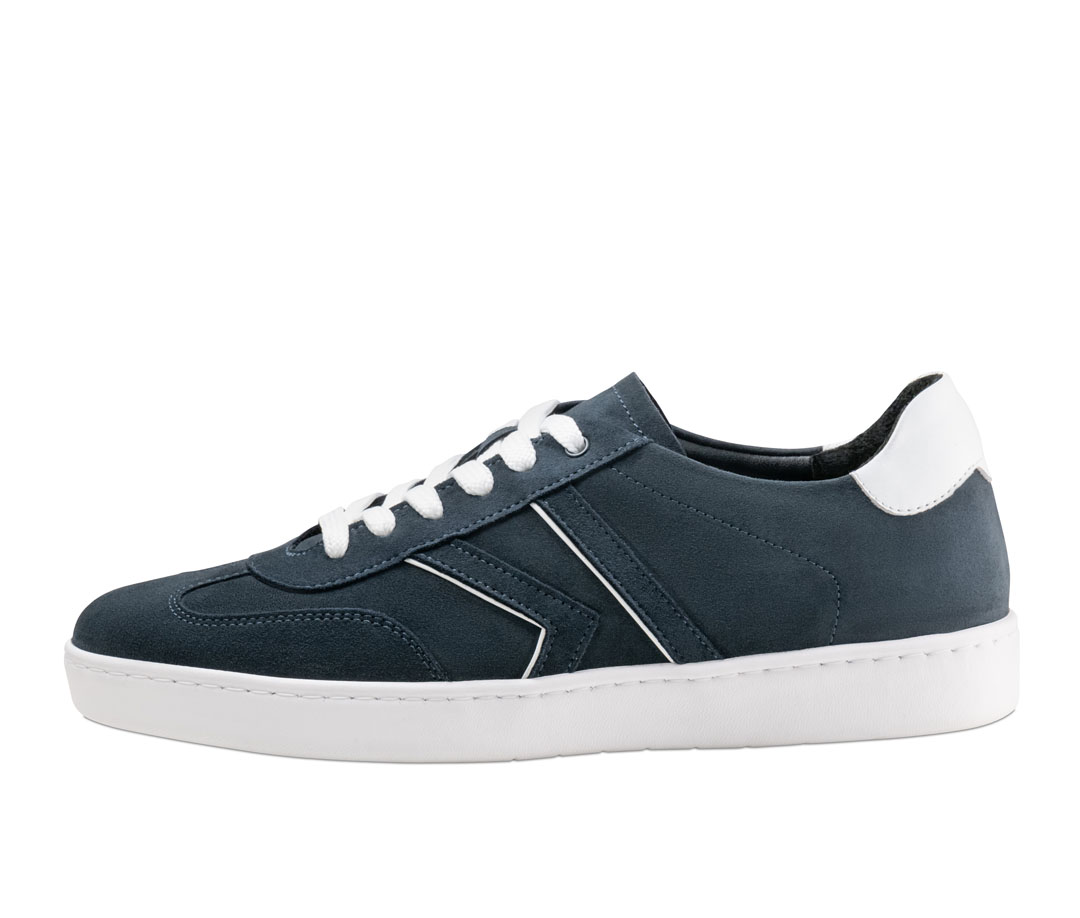 Momo Dance trainers for indoor and outdoor use with a white PU sole, made from blue suede leather by Werner Kern