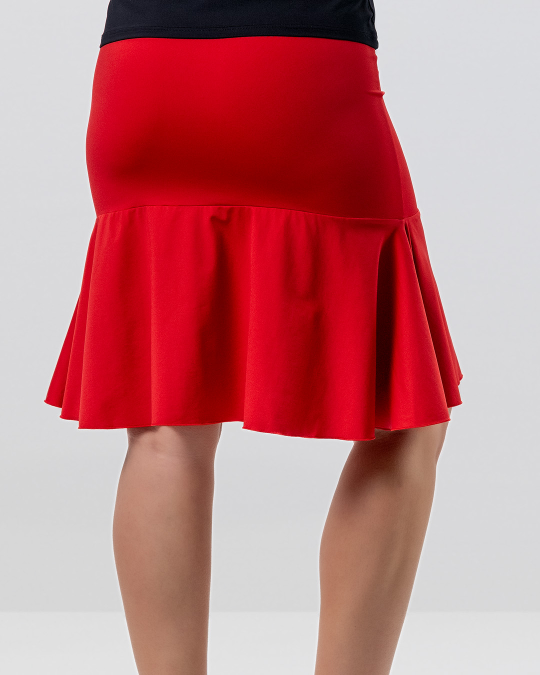 Rear view of Viva dance skirt by Werner Kern in red