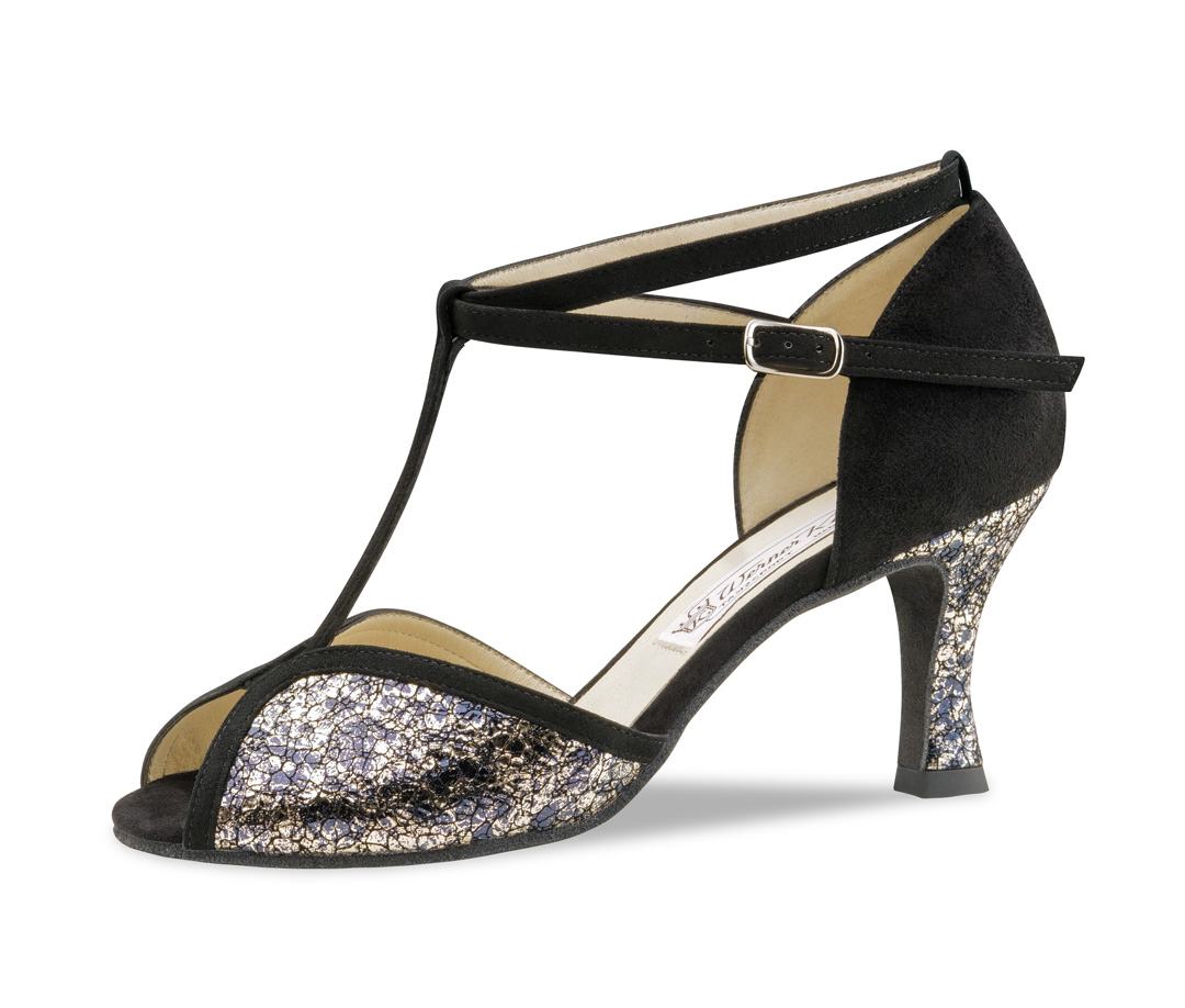 Isla Open-toe dance shoe -Isla- by Werner Kern in a gorgeous blue-black-silver combination made of genuine leather with a 6.5 cm heel.