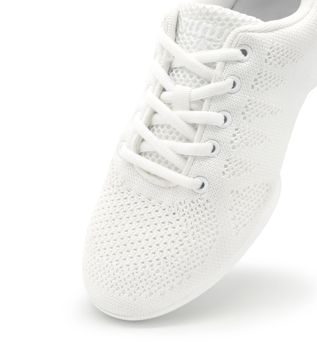 White women's sneakers by Suny by Anna Kern, item 160, fine knitting material, split sole, dance shoes for all floors.