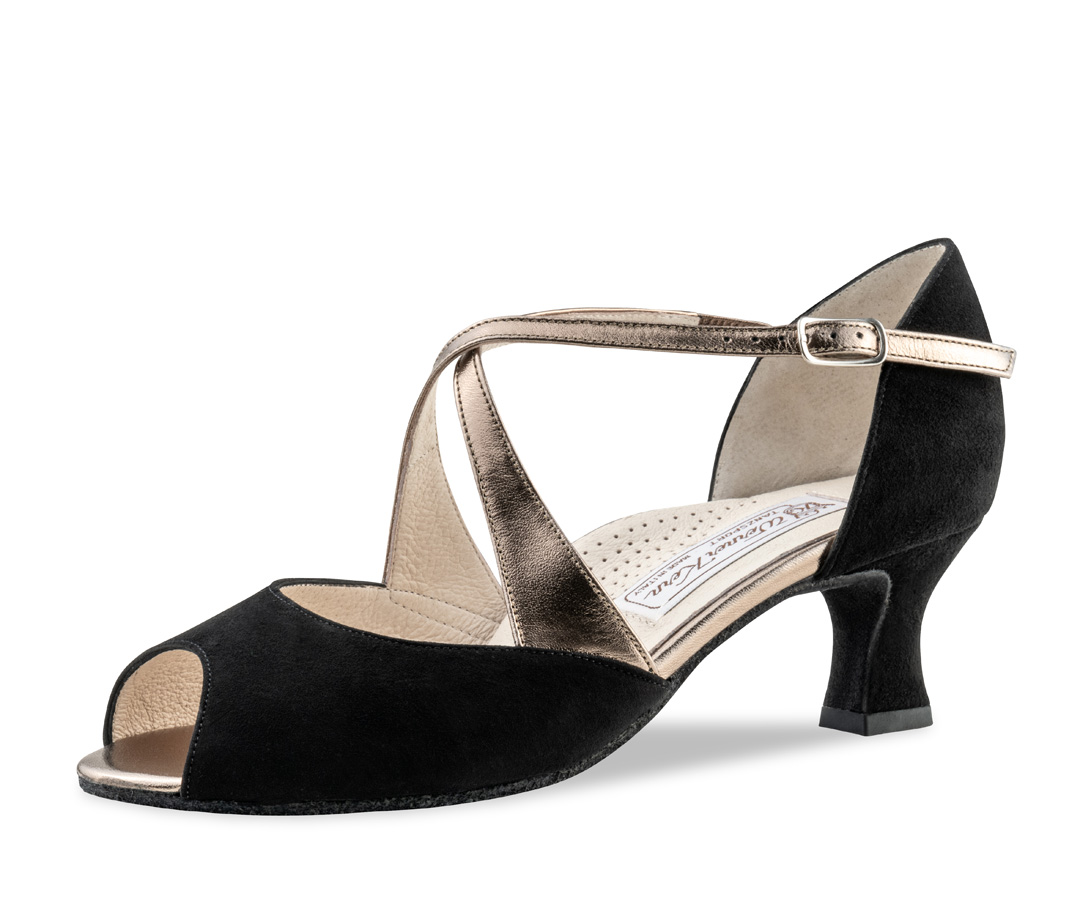 women's open dance shoe by Werner Kern in antique silver and black