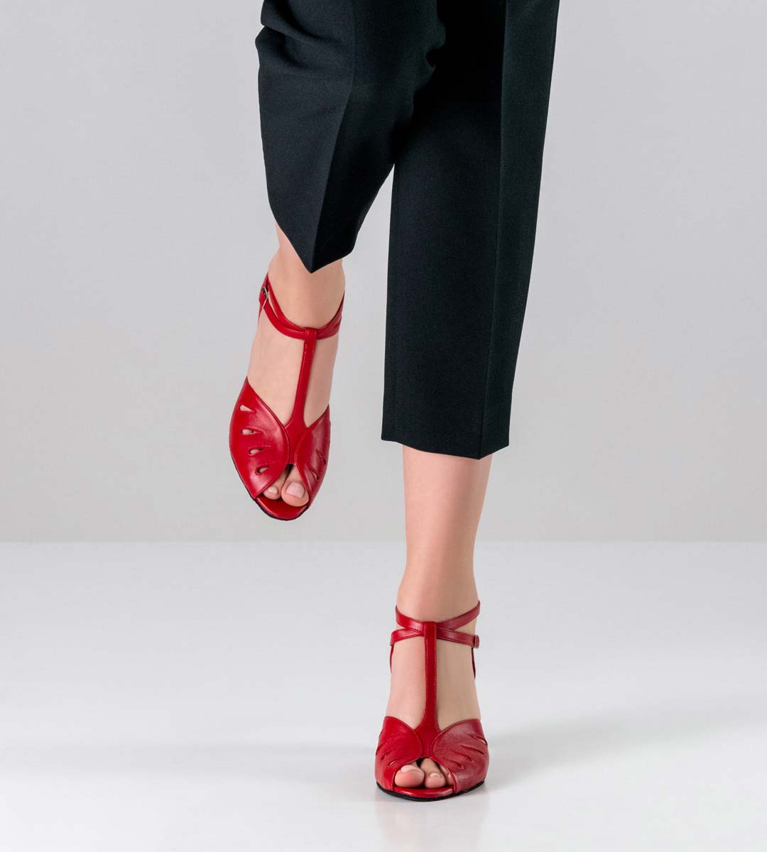 Lindsay women's open dance shoe by Werner Kern with T-bar in red