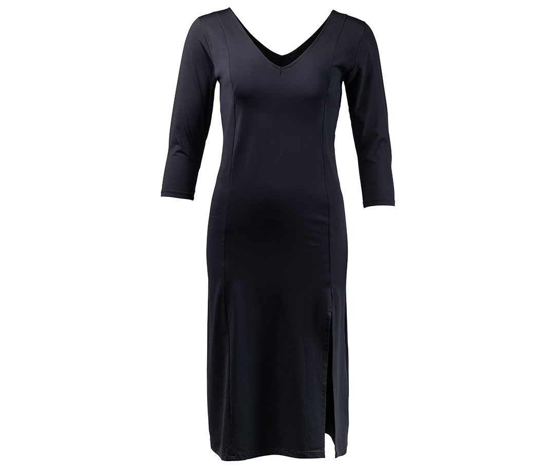 Dance dress Taya Long-sleeved, slim-fit, knee-length dance dress made from stretchy material with a slit at the leg by Werner Kern