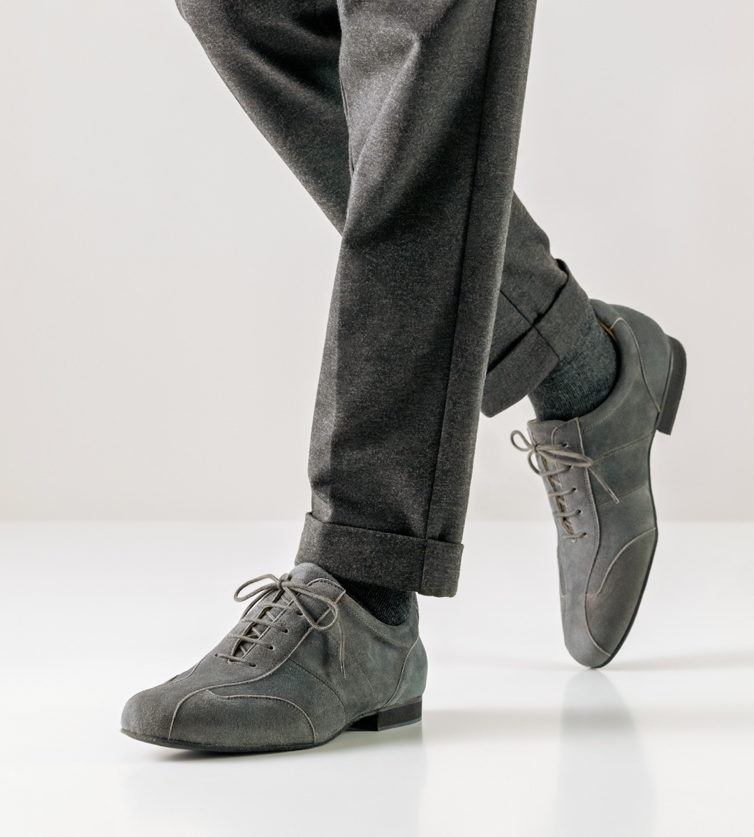 grey men's dance shoe by Werner Kern with micro heel