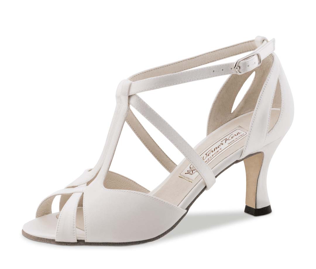 Francis Werner Kern open bridal shoe with T-bar in satin