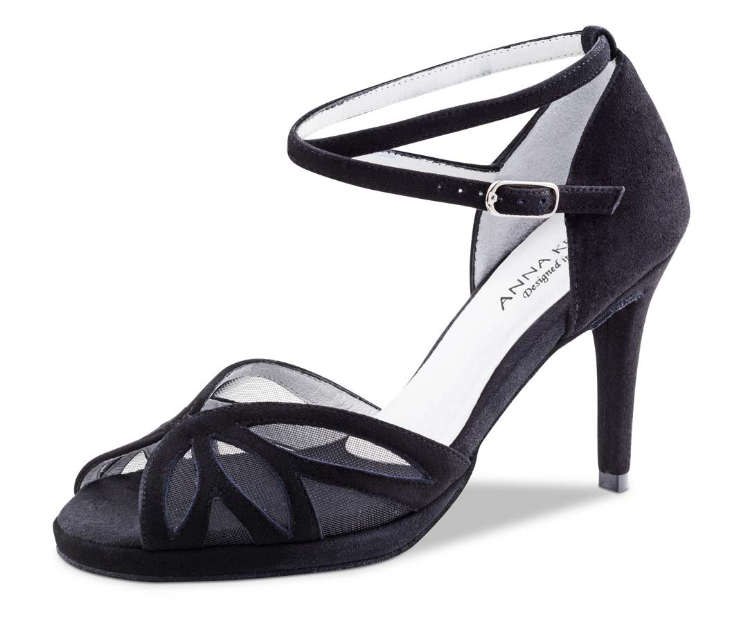 930 black ladies dance shoe by Anna Kern with ankle strap