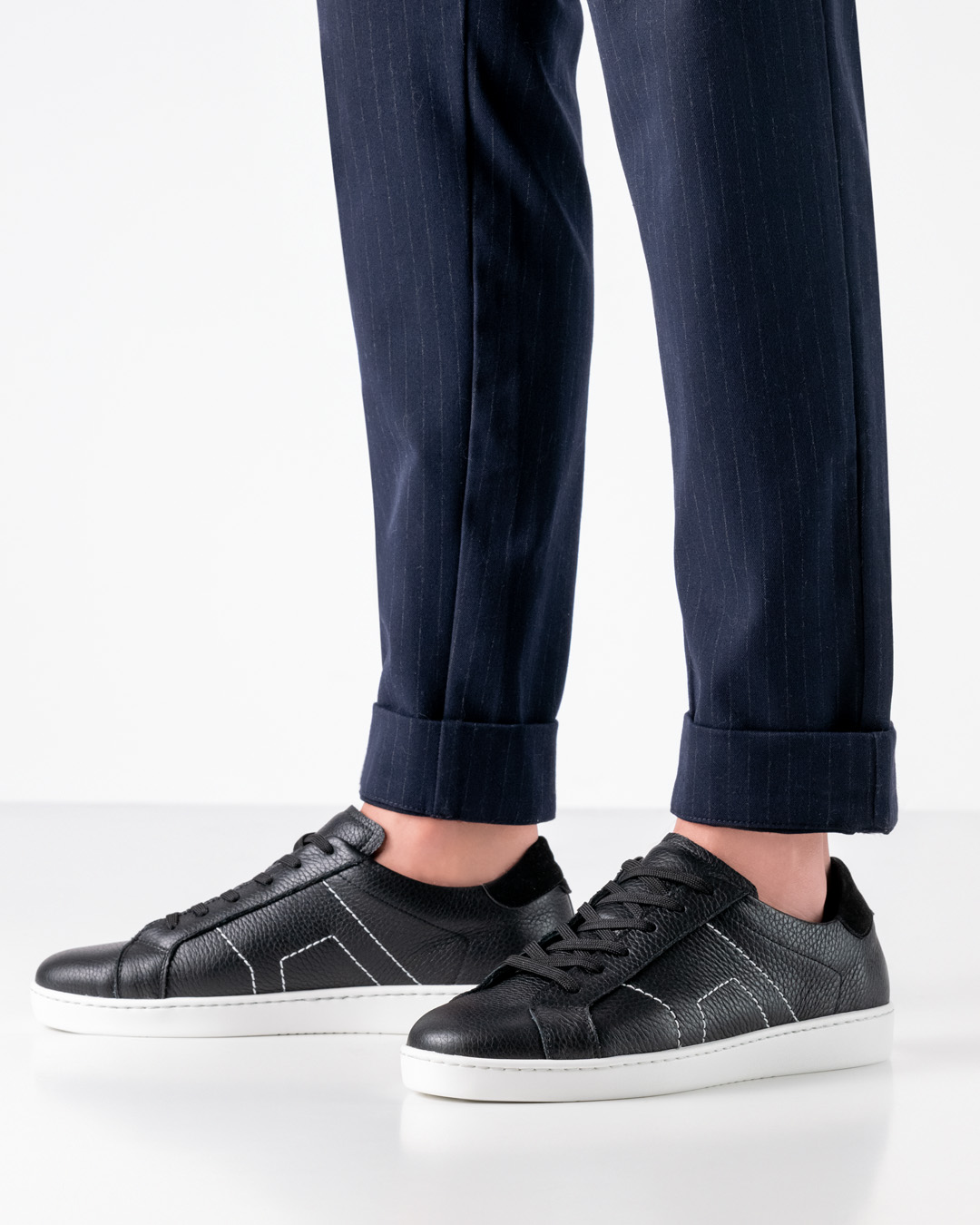 Lightweight and flexible dance sneakers made of black leather with white soles – versatile and suitable for all purposes by Werner Kern