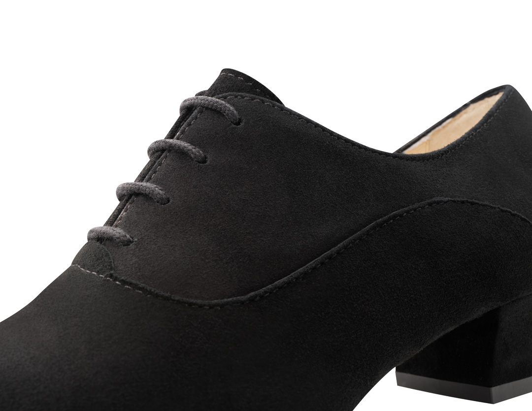 Dance shoe Runa - Werner Kern in black Velvet Goat leather, secure grip and high flexibility with split sole and 4x lace-up for comfort and optimal support, fantastically comfortable heel height of 3.5 cm