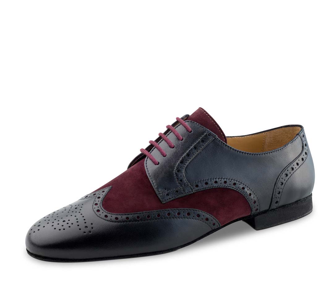 Firenze Black-bordo coloured men's dance shoe for Salsa by Werner Kern