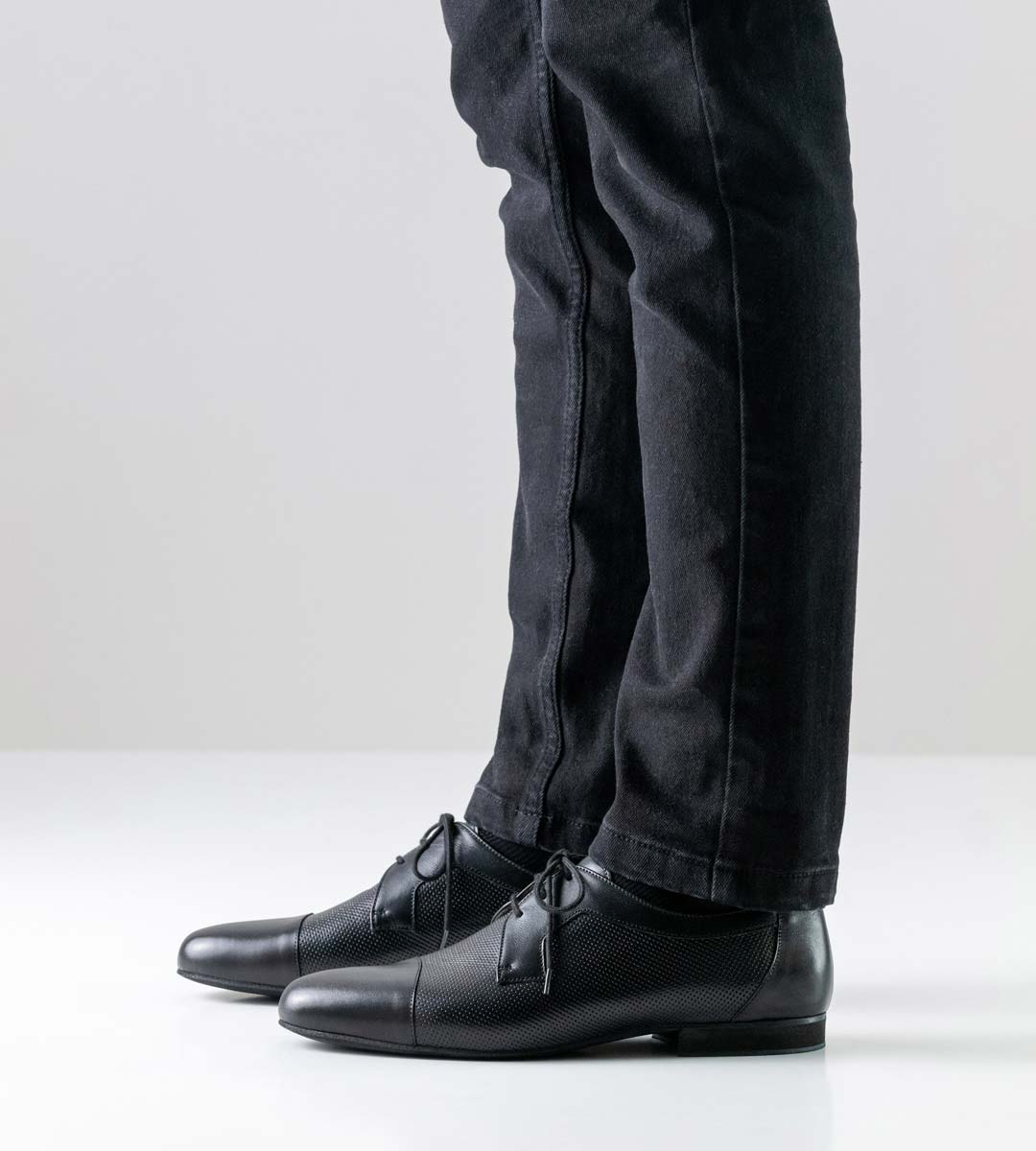 Treviso Werner Kern men's dance shoe with 1.5 cm micro heel in combination with black chinos