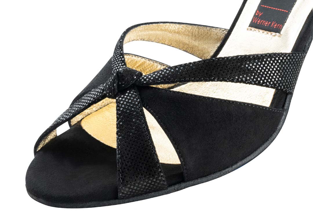 Sienna Detail view of the Nueva Epoca women's dance shoe from the front