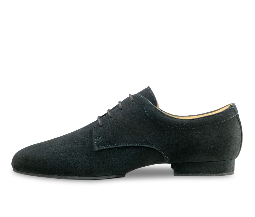 Vicenza Men’s dance shoes with a split sole, made from black suede leather by Werner Kern