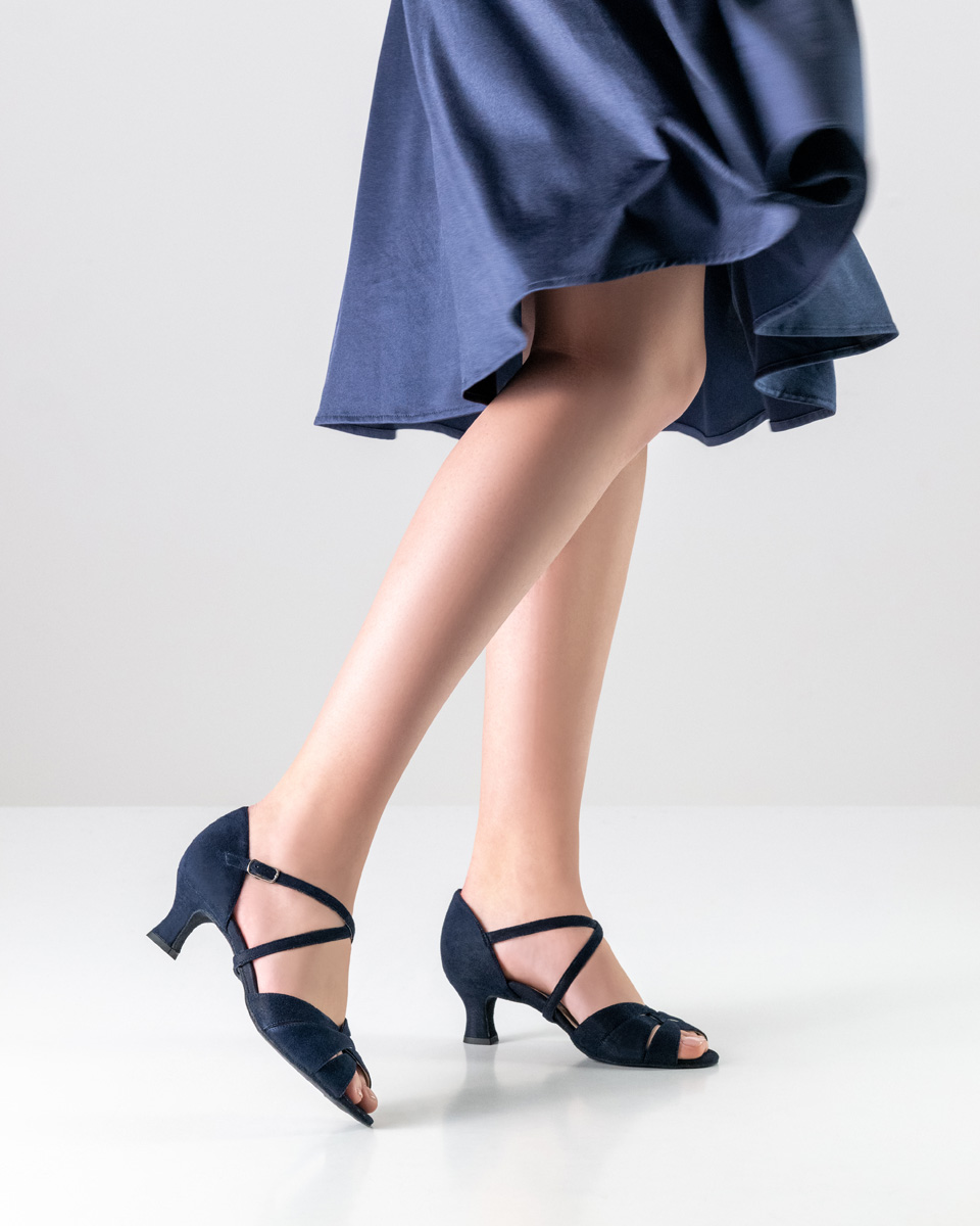 Werner Kern Ladies' Dance Shoe in Blue Velour in Combination with Skirt