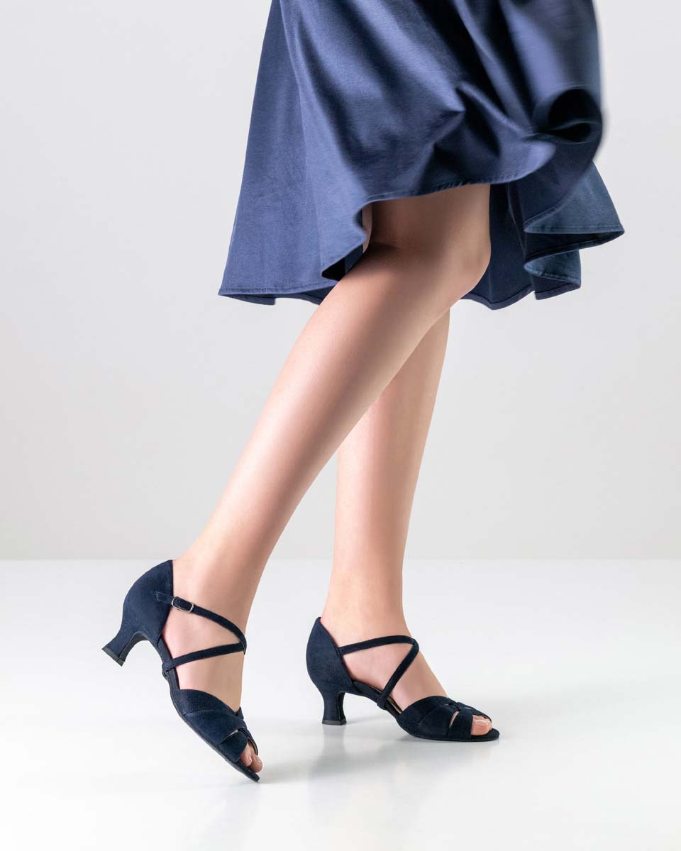 Ebony Werner Kern Ladies' Dance Shoe in Blue Velour in Combination with Skirt