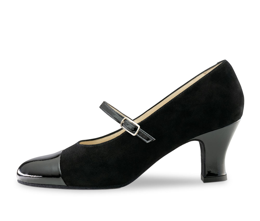 Gladys Mary-Jane dance shoes with a 6cm block heel, made from patent leather and suede, by Werner Kern