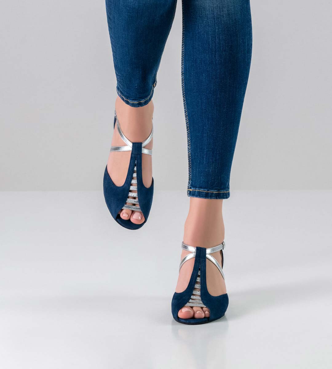 Holly 5.5 cm high Werner Kern ladies dance shoe in blue and silver