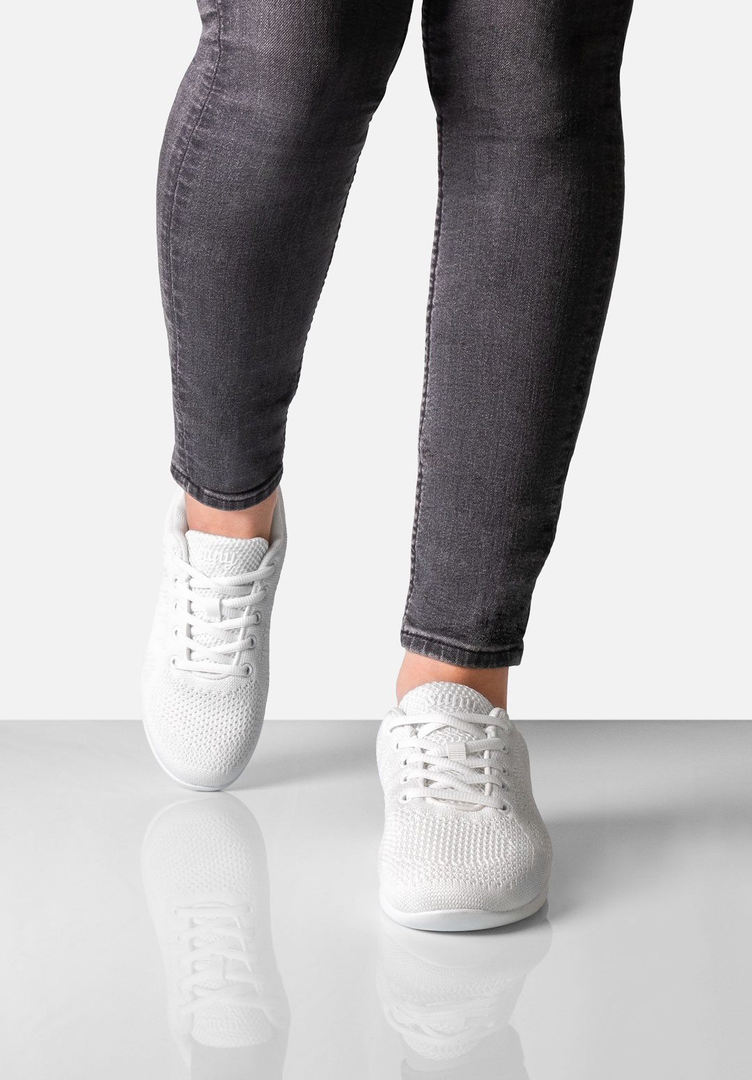 White split sole sneakers for women by Suny by Anna Kern, item number 160, made of high-quality knitting material, ideal for dance.