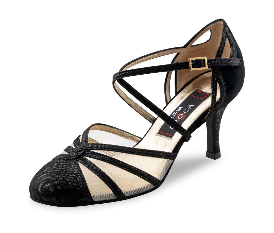 Sylvie Open dance shoes - Model Sylvie with Cut-Outs and cross ankle strap
