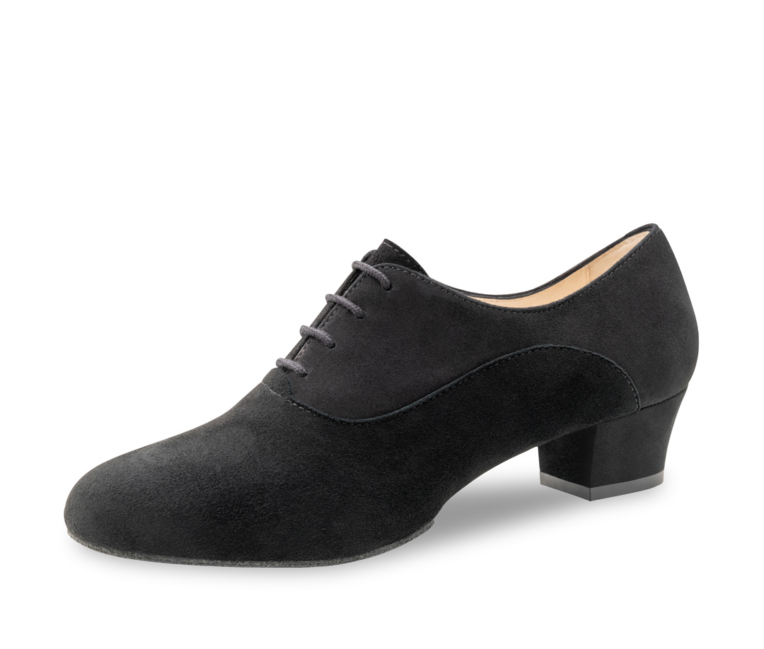 Runa  Women's dance shoe Runa - Werner Kern in black Velvet Goat leather, secure grip and high flexibility with split sole and 4x lace-up for comfort and optimal support, fantastically comfortable heel height of 3.5 cm