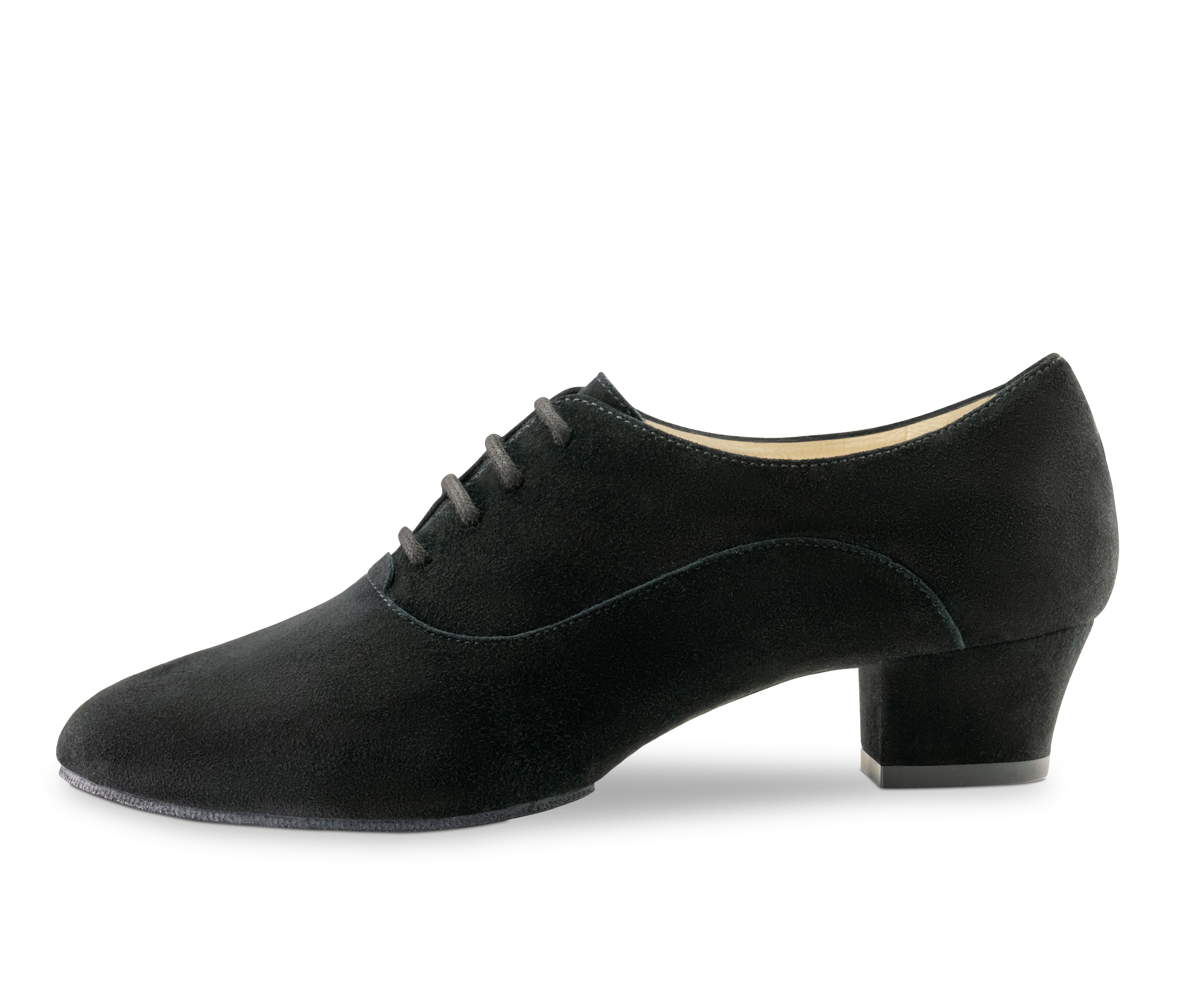Runa Women's dance shoe Runa - Werner Kern in black Velvet Goat leather, secure grip and high flexibility with split sole and 4x lace-up for comfort and optimal support, fantastically comfortable heel height of 3.5 cm