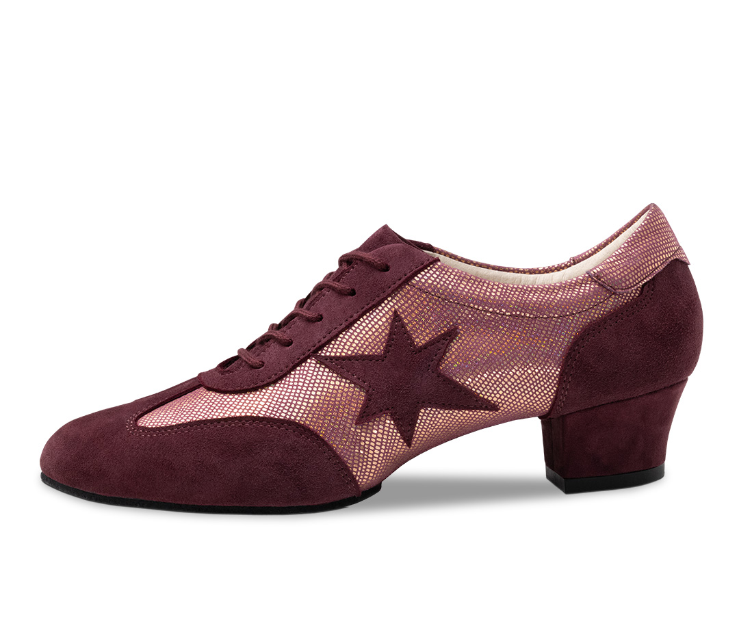 Bordeaux-coloured lace-up training dance shoe with 3.5 cm heel by Werner Kern