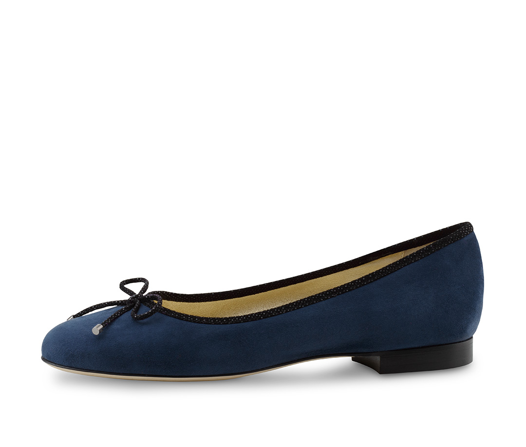 Ballerina Dana - Werner Kern Ballerinas Navy blue ballerina Dana in soft suede and black bow