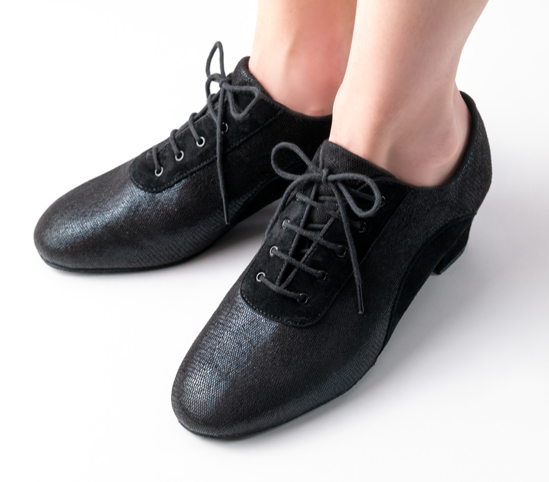 Black glitter training dance shoe with small heel