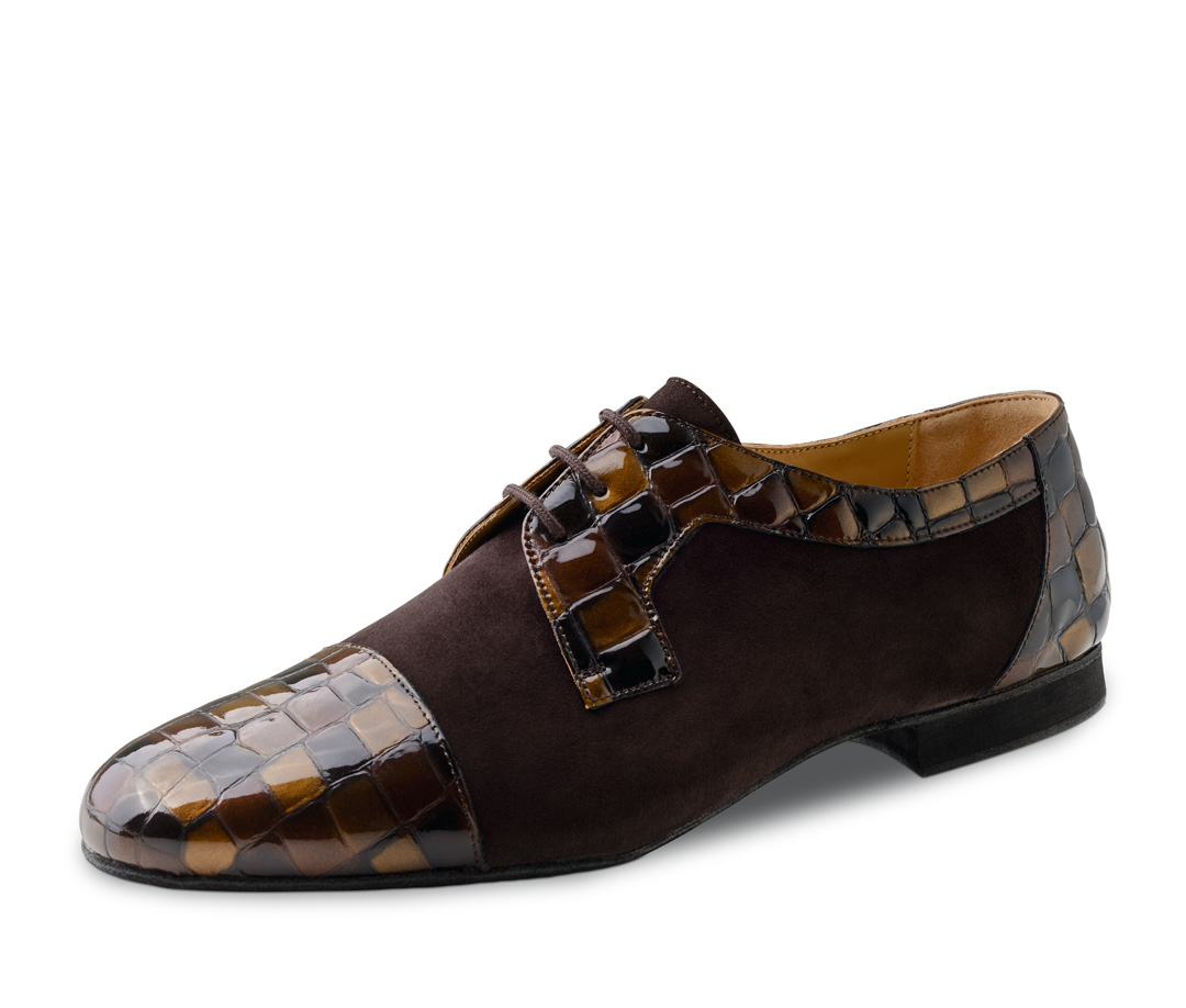 brown men's dance shoe by Werner Kern with 1,5 cm high micro heel