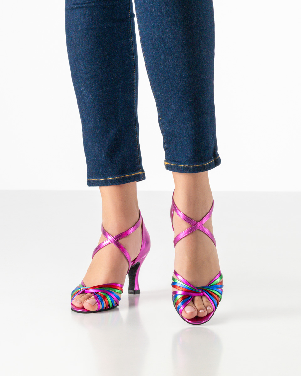 Werner Kern Mary - Women's dance shoes in Fuchsia Multicolor Nappa Leather, versatile, lively, and modern, with an eye-catching color mix and delicately crafted straps for secure support and an airy feel, fantastically comfortable heel height of 6.5 cm