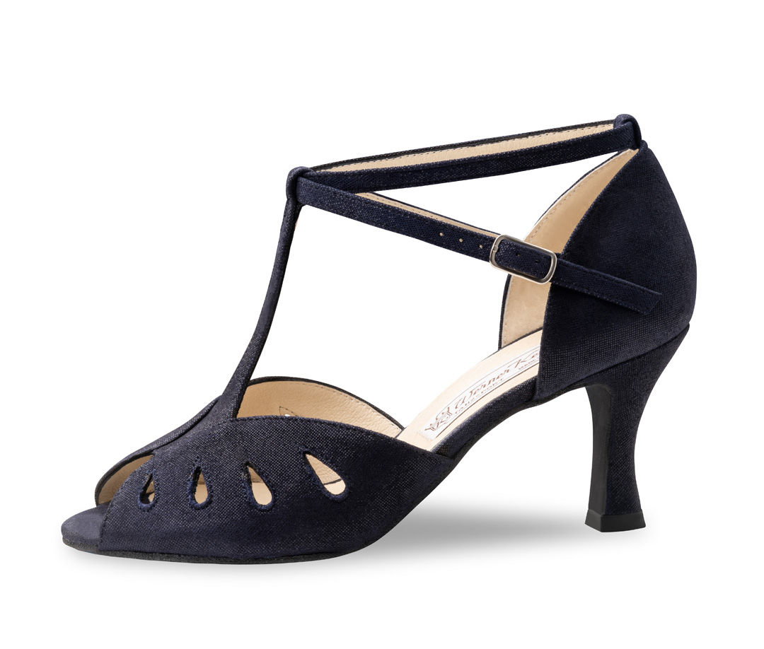 Lindsay Women's dance shoe Lindsay - Werner Kern in blue Glanzvelour with stylish cut outs, small toe opening, and fantastically comfortable heel height of 6.5 cm