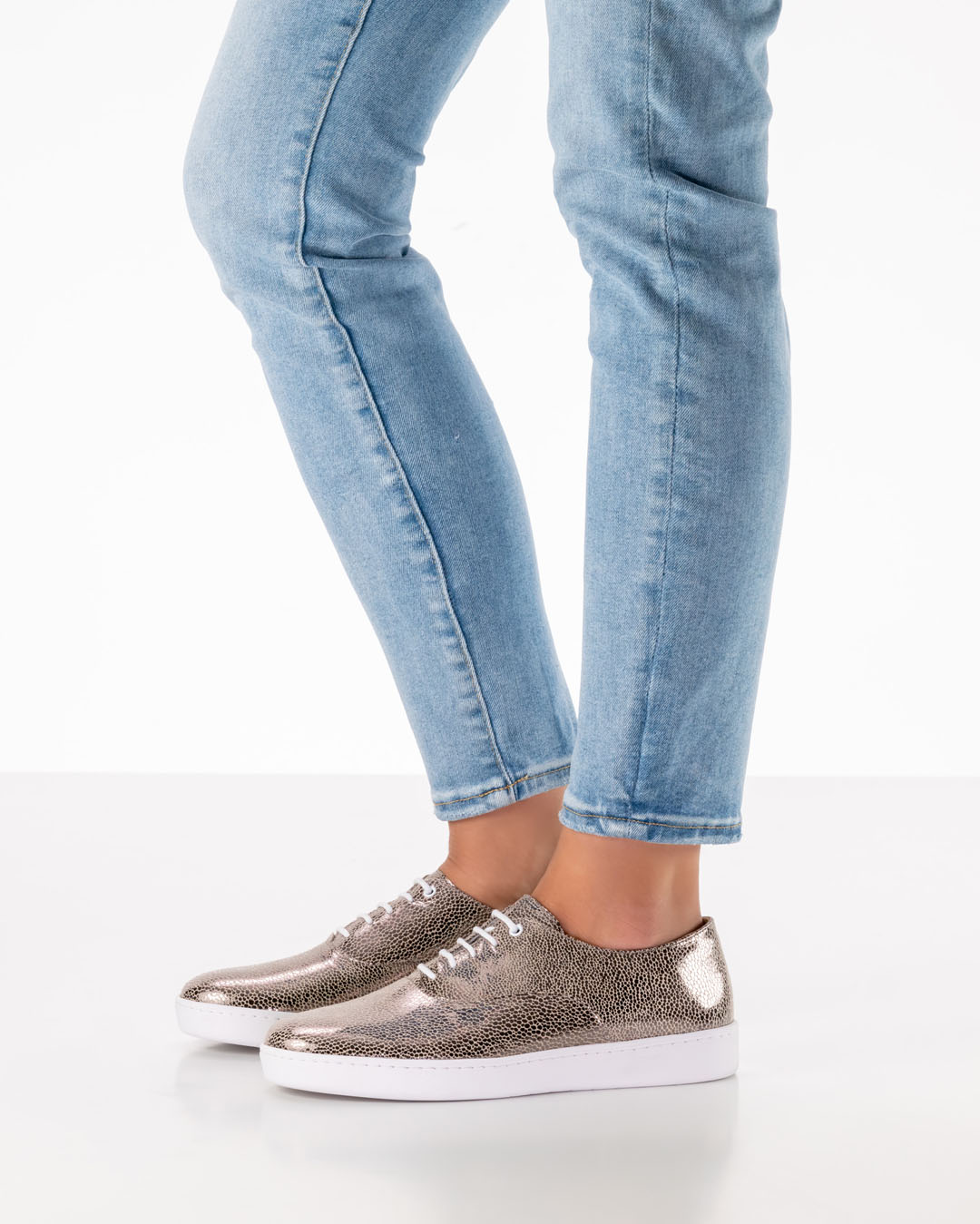Whitney Shiny lace-up dance shoes for women with a trainer sole in gold-beige by Werner Kern