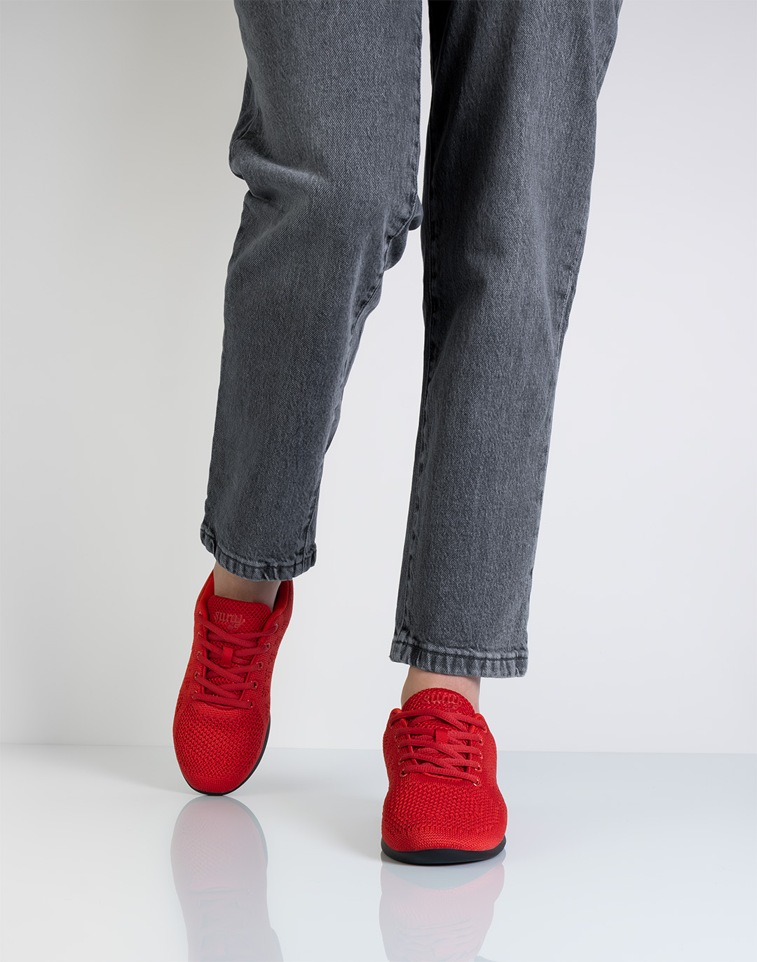 Red dance sneaker with split sole for dance training